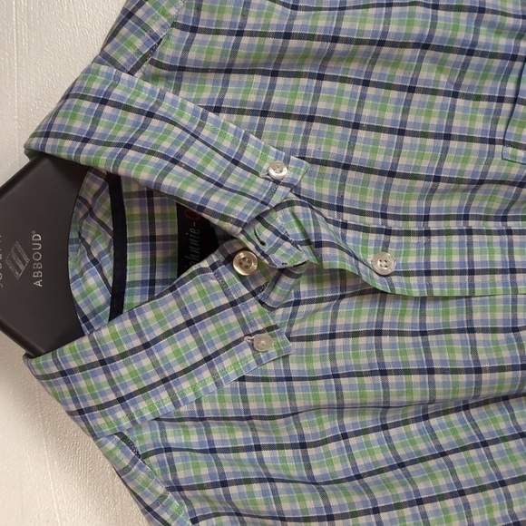 Johnnie-O Plaid Linen Blend Button Up Shirt - Picture 2 of 9